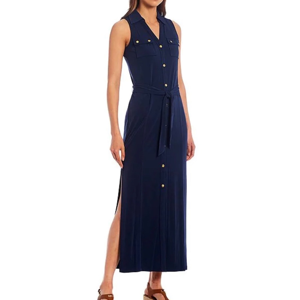 Michael Kors sash belt Maxi shirt dress XL